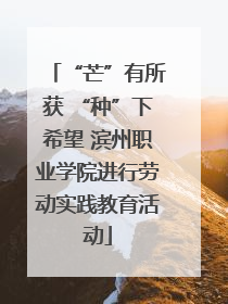 “芒”有所获 “种”下希望 滨州职业学院进行劳动实践教育活动