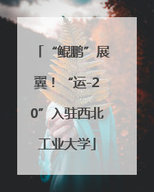 “鲲鹏”展翼！“运-20”入驻西北工业大学