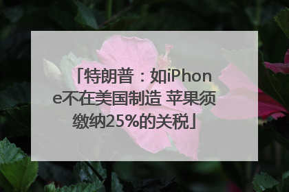 特朗普：如iPhone不在美国制造 苹果须缴纳25%的关税