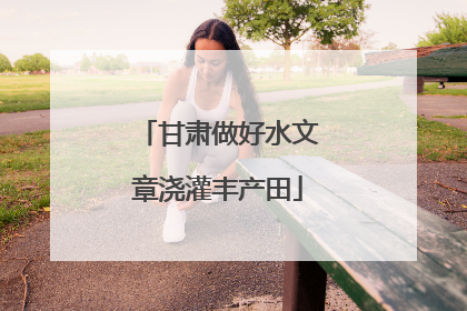 甘肃做好水文章浇灌丰产田