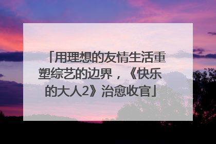 用理想的友情生活重塑综艺的边界，《快乐的大人2》治愈收官