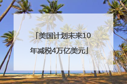 美国计划未来10年减税4万亿美元