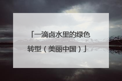 一滴卤水里的绿色转型（美丽中国）