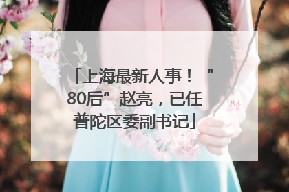 上海最新人事！“80后”赵亮，已任普陀区委副书记