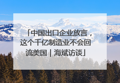 中国出口企业放言，这个千亿制造业不会回流美国｜海斌访谈