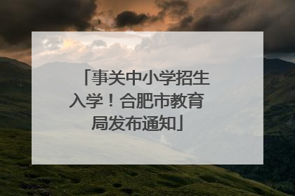 事关中小学招生入学！合肥市教育局发布通知