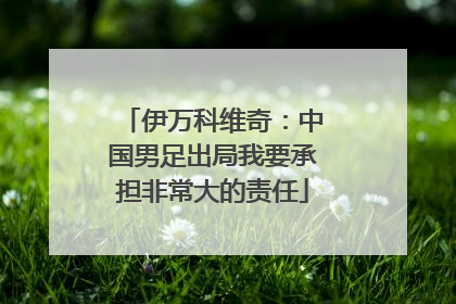 伊万科维奇：中国男足出局我要承担非常大的责任
