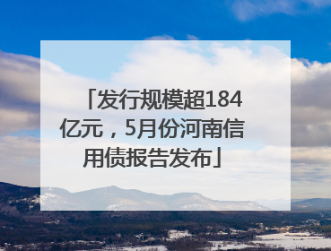 发行规模超184亿元，5月份河南信用债报告发布