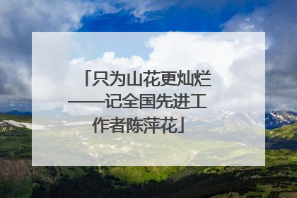 只为山花更灿烂——记全国先进工作者陈萍花