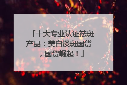 十大专业认证祛斑产品：美白淡斑国货，国货崛起！