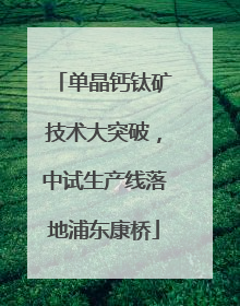 单晶钙钛矿技术大突破，中试生产线落地浦东康桥