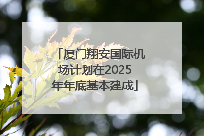 厦门翔安国际机场计划在2025年年底基本建成