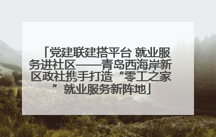 党建联建搭平台 就业服务进社区——青岛西海岸新区政社携手打造“零工之家”就业服务新阵地