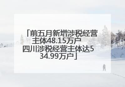 前五月新增涉税经营主体48.15万户 四川涉税经营主体达534.99万户
