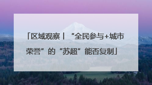 区域观察丨“全民参与+城市荣誉”的“苏超”能否复制