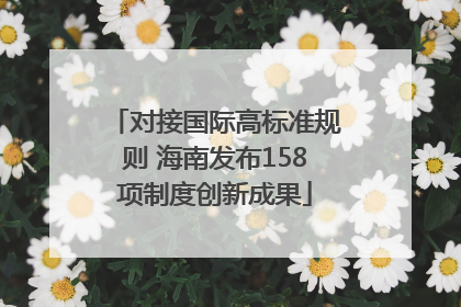 对接国际高标准规则 海南发布158项制度创新成果