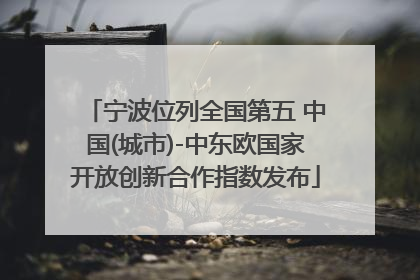 宁波位列全国第五 中国(城市)-中东欧国家开放创新合作指数发布