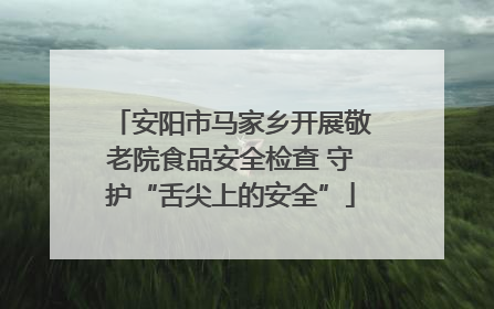 安阳市马家乡开展敬老院食品安全检查 守护“舌尖上的安全”