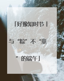 好豫知时节丨与“粽”不“童”的端午