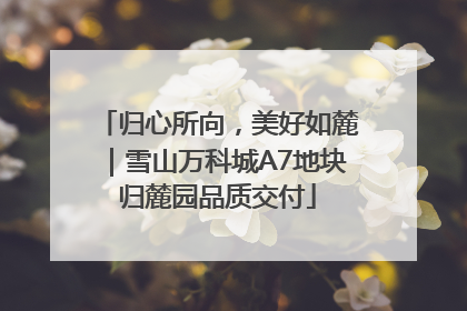归心所向，美好如麓｜雪山万科城A7地块归麓园品质交付
