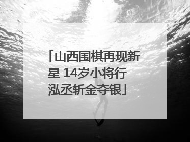 山西围棋再现新星 14岁小将行泓丞斩金夺银