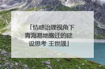 情感治理视角下青海易地搬迁的建设思考 王世靓
