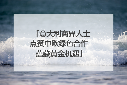 意大利商界人士点赞中欧绿色合作蕴藏黄金机遇