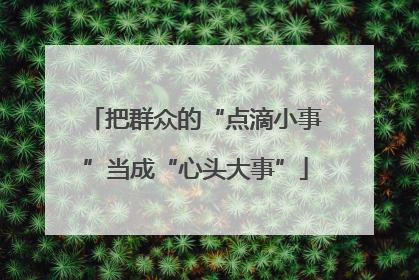 把群众的“点滴小事”当成“心头大事”