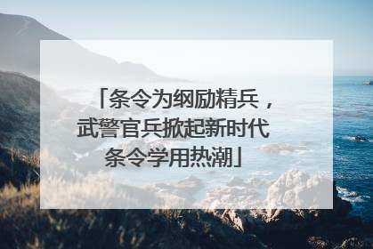 条令为纲励精兵，武警官兵掀起新时代条令学用热潮