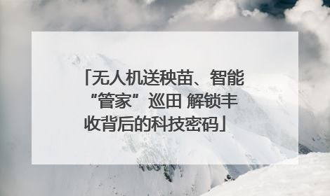 无人机送秧苗、智能“管家”巡田 解锁丰收背后的科技密码