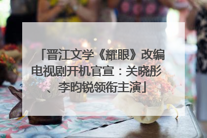 晋江文学《耀眼》改编电视剧开机官宣：关晓彤、李昀锐领衔主演