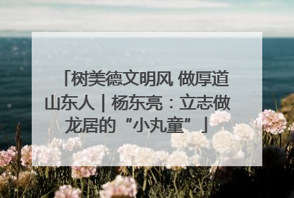 树美德文明风 做厚道山东人｜杨东亮：立志做龙居的“小丸童”