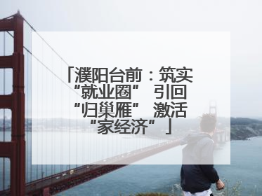 濮阳台前：筑实“就业圈” 引回“归巢雁” 激活“家经济”