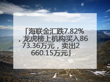 海联金汇跌7.82%，龙虎榜上机构买入8673.36万元，卖出2660.15万元