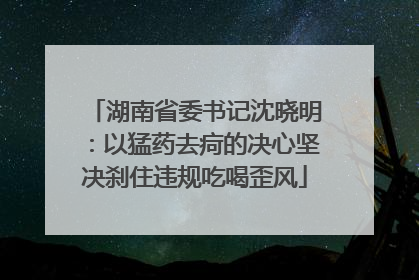 湖南省委书记沈晓明：以猛药去疴的决心坚决刹住违规吃喝歪风