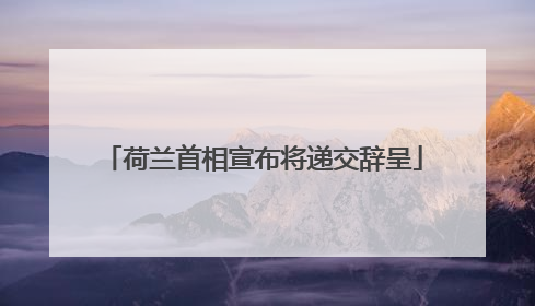 荷兰首相宣布将递交辞呈