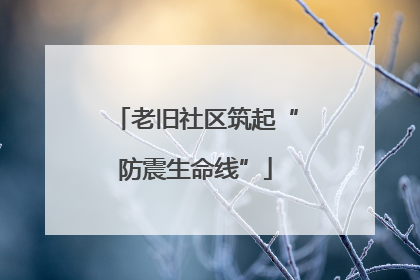 老旧社区筑起“防震生命线”