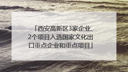 西安高新区3家企业、2个项目入选国家文化出口重点企业和重点项目