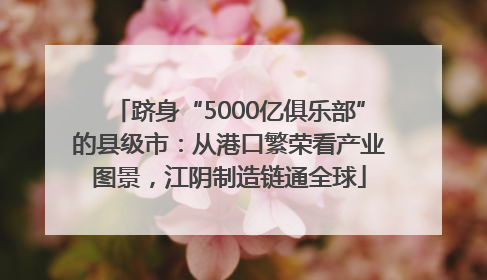 跻身“5000亿俱乐部”的县级市：从港口繁荣看产业图景，江阴制造链通全球