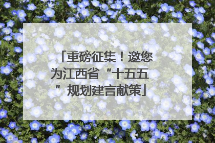 重磅征集！邀您为江西省“十五五”规划建言献策
