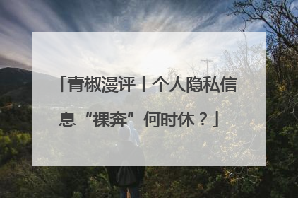 青椒漫评丨个人隐私信息“裸奔”何时休？