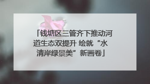 钱塘区三管齐下推动河道生态双提升 绘就“水清岸绿景美”新画卷