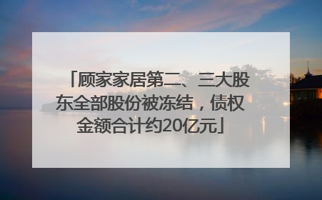 顾家家居第二、三大股东全部股份被冻结，债权金额合计约20亿元