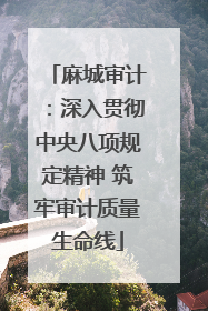 麻城审计：深入贯彻中央八项规定精神 筑牢审计质量生命线