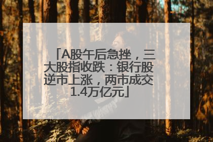 A股午后急挫，三大股指收跌：银行股逆市上涨，两市成交1.4万亿元